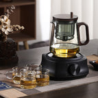Side pressure round handle - smoke gray + black electric ceramic stove + 4 cups