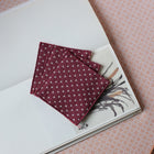 Fabric Coaster — Red beige jacquard flowers (9×9 cm)