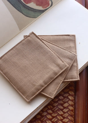 Fabric Coaster — Khaki bamboo joint pattern (9×9 cm)