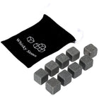 Set of whiskey stones with a black drawstring bag featuring 'Whiskey Stones' branding on a white background | Cocktail Ceremony