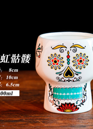 Tiki Mug — Neon Skull 300ml, green