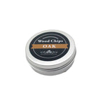 Metal tin labeled 'Wood Chips Oak' on a white background | Cocktail Ceremony