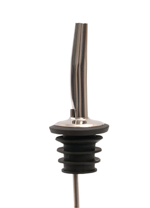 Metallic oil or vinegar dispenser on a white background