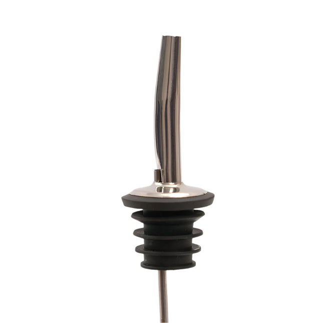 Metallic oil or vinegar dispenser on a white background