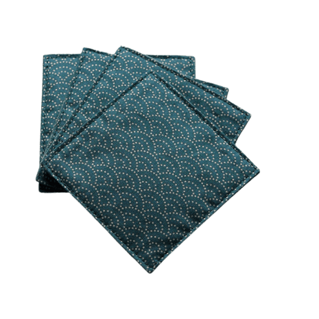 Fabric Coaster — Dark green with sea ripples on the base (9×9 cm) - Cocktail Ceremony
