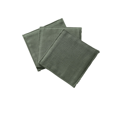 Fabric Coaster — Green slub pattern (9×9 cm) - Cocktail Ceremony