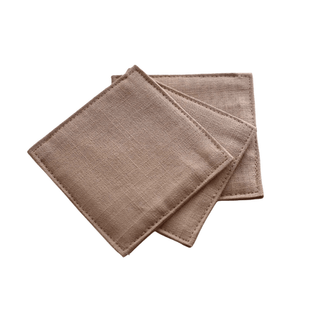 Fabric Coaster — Khaki bamboo joint pattern (9×9 cm) - Cocktail Ceremony