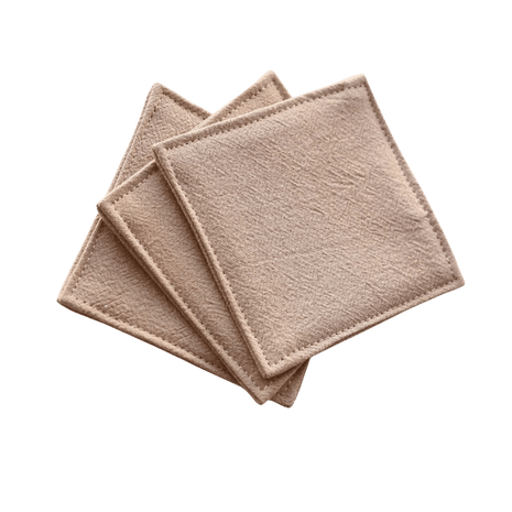 Fabric Coaster — Light khaki washed cotton (9×9 cm) - Cocktail Ceremony