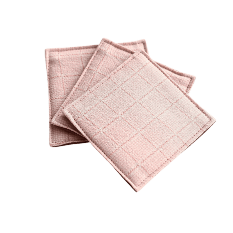 Fabric Coaster — Orange-pink checkered jacquard (9×9 cm) - Cocktail Ceremony