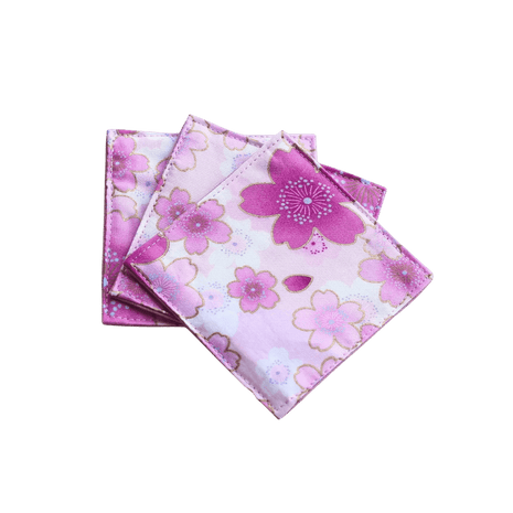Fabric Coaster — Pink cherry blossom (9×9 cm) - Cocktail Ceremony