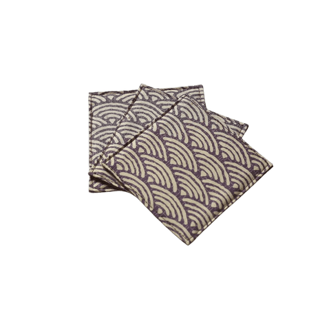 Fabric Coaster — Purple wave patterns (9×9 cm) - Cocktail Ceremony