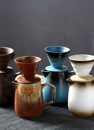 Handcrafted Ceramic V60 Coffee Dripper Set - Retro Style - Cocktailceremony