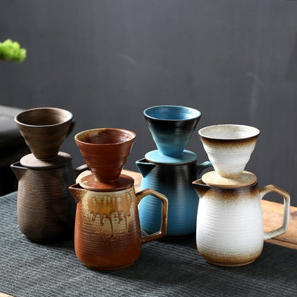 Handcrafted Ceramic V60 Coffee Dripper Set - Retro Style - Cocktailceremony