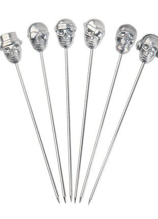 steel skull cocktail picks (pack of 10) - Cocktailceremony