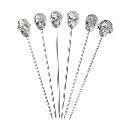 steel skull cocktail picks (pack of 10) - Cocktailceremony