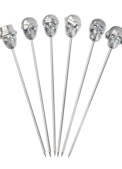 steel skull cocktail picks (pack of 10) - Cocktailceremony