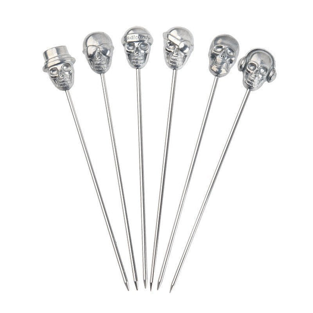 steel skull cocktail picks (pack of 10) - Cocktailceremony