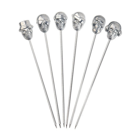 steel skull cocktail picks (pack of 10) - Cocktailceremony