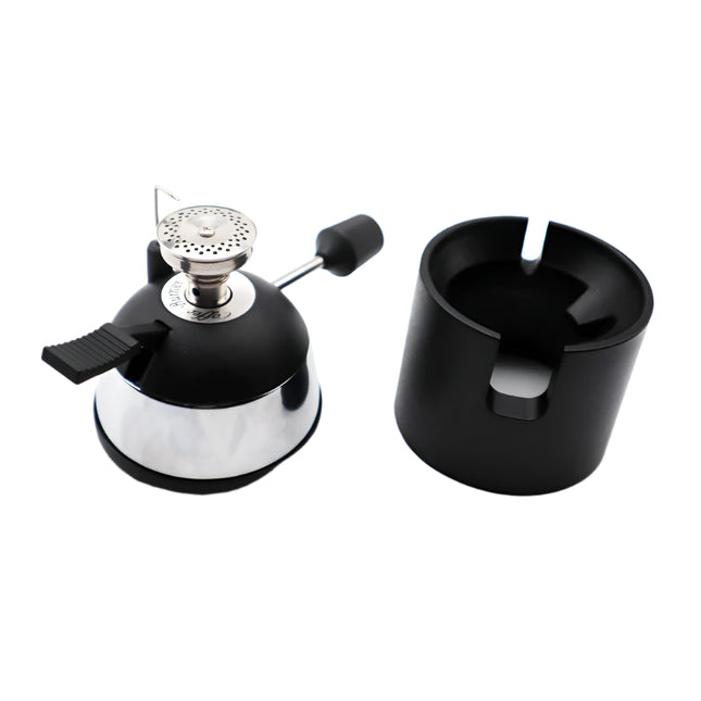 Black and silver lighter on a white background