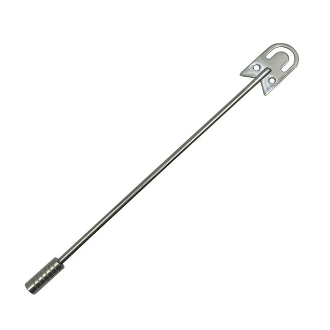 Metal rod with a hook on a white background